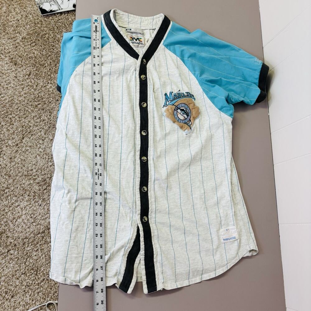Vintage Florida Marlins 90s Baseball Jersey Shirt Mirage MLB Pinstripe Medium - Picture 6 of 8